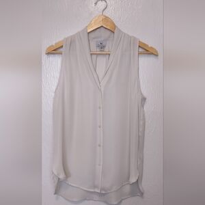 Worthington Sheer Button Down Sleeveless Classic Lt Ivory/Bone Colored Blouse M